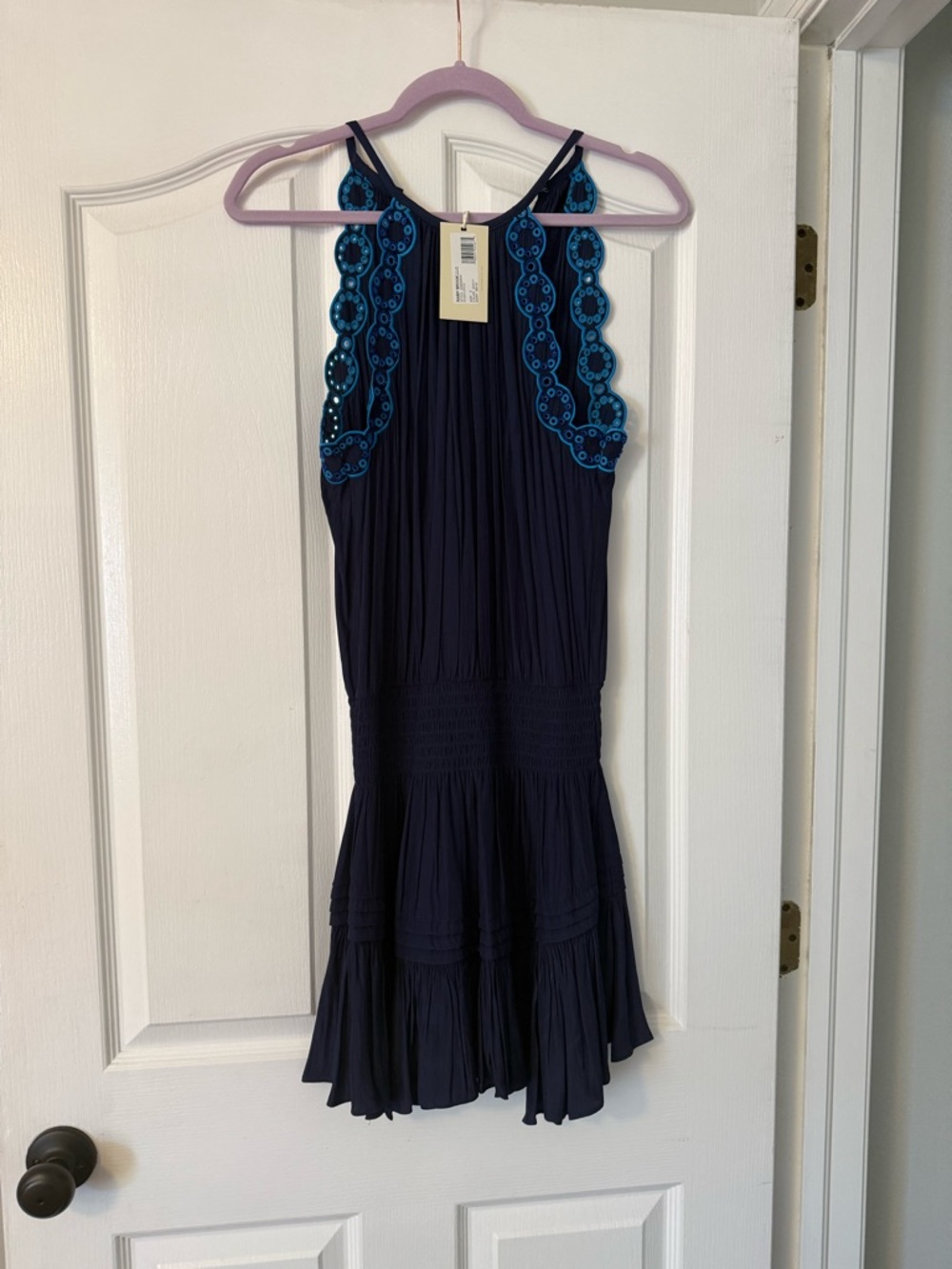 Ramy Brook Rowan Eyelet Smocked Mini Dress